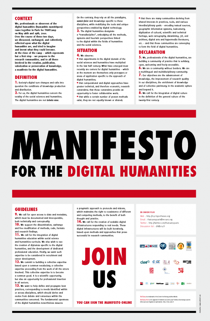 Digital Humanities Manifesto